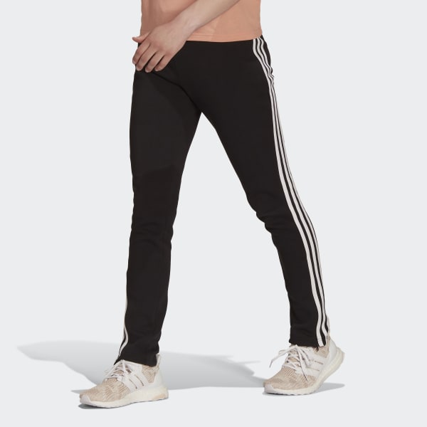 adidas ESSENTIALS FRENCH TERRY Tapered-Cuff 3-Stripes Pants | Black-Wh | stripe  3 adidas